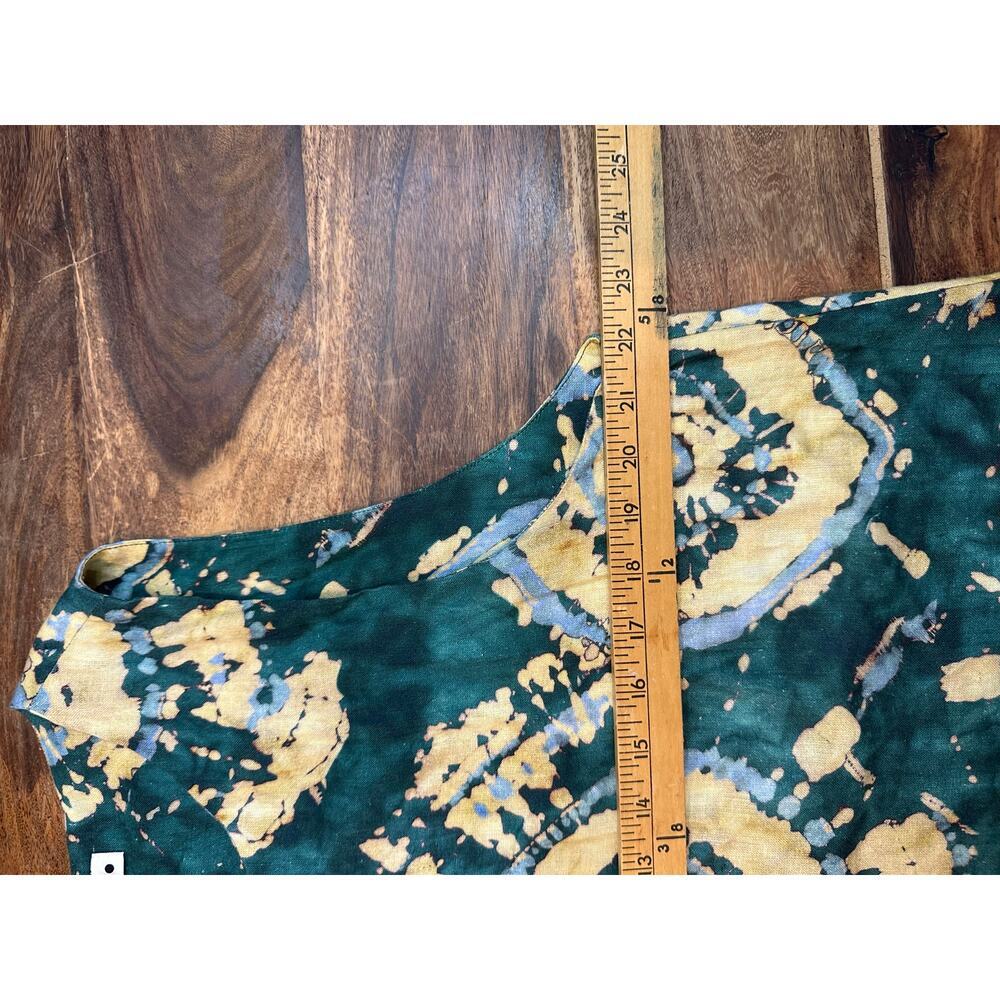 ZARA Maxi Dress Tie-Dye Linen Blend Side Slit Knot Green Size XL - Picture 8 of 10